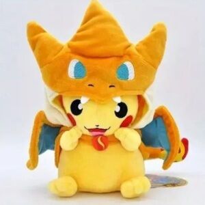 Pokemon PikaChu In Charizard Hood Plushie Doll Toy NWT